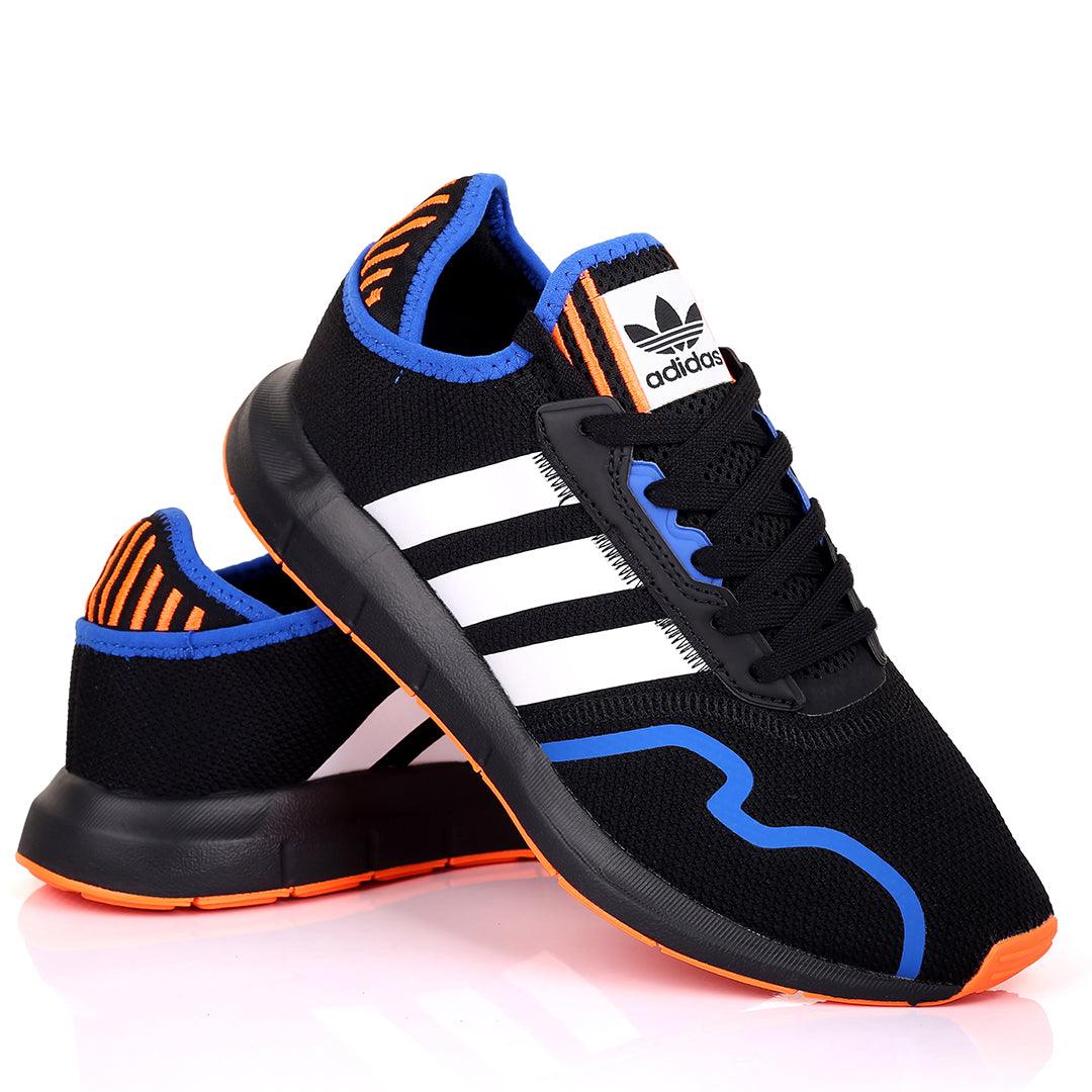 AD Comfy Black With White And Orange Stripe Designed Sneakers - Obeezi.com