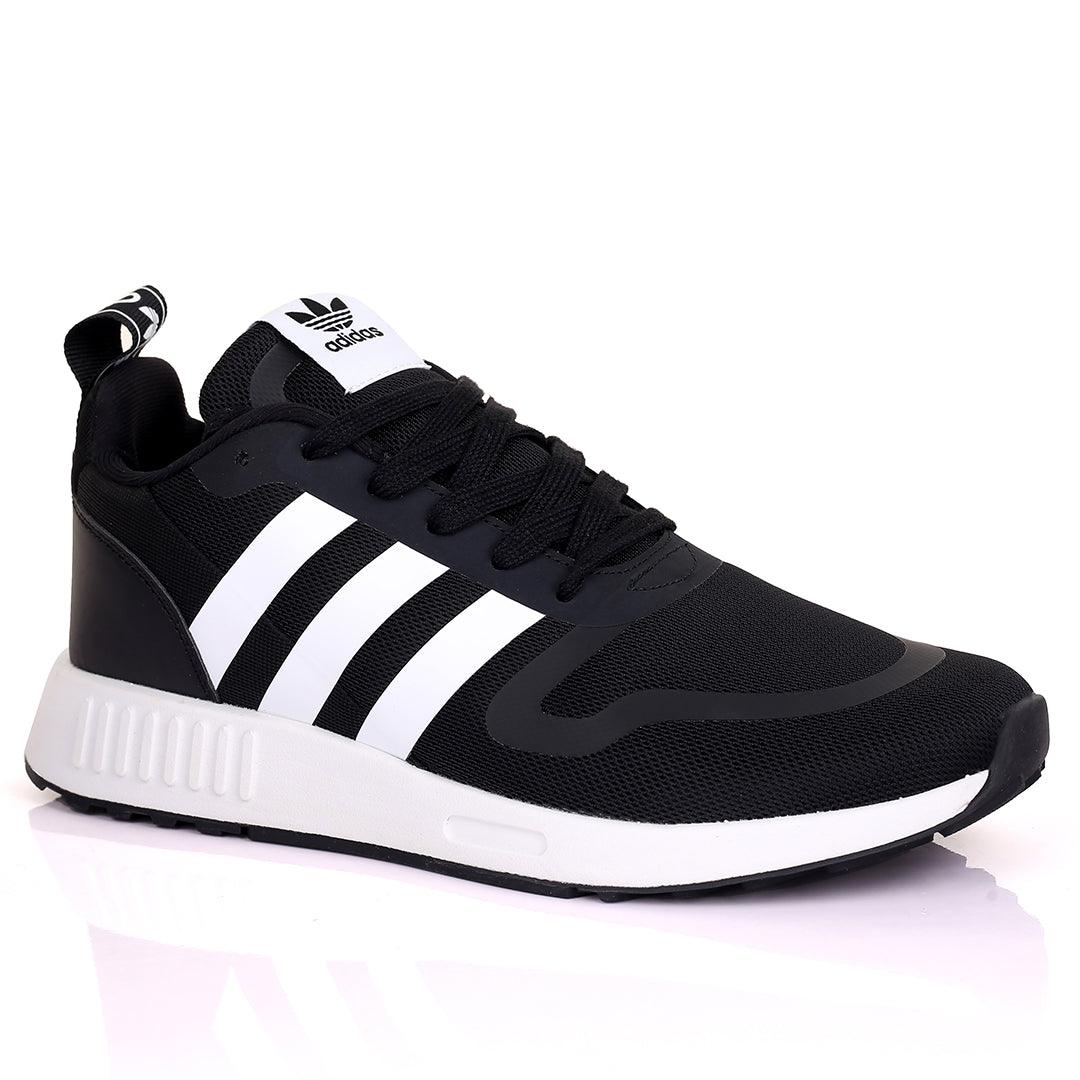 AD Comfy Black With White Stripe And White Sole Lace Up Designed Sneakers - Obeezi.com