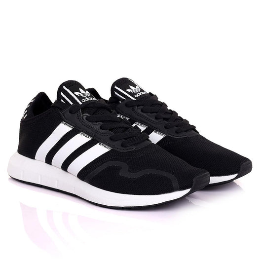 AD Comfy Black With White Stripe Design And White Sole Designed Sneakers - Obeezi.com