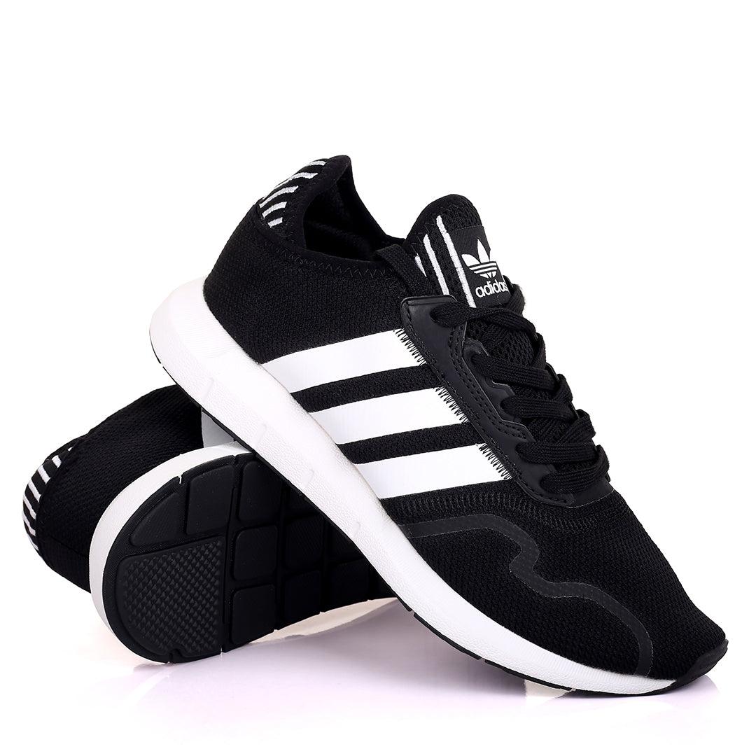 AD Comfy Black With White Stripe Design And White Sole Designed Sneakers - Obeezi.com