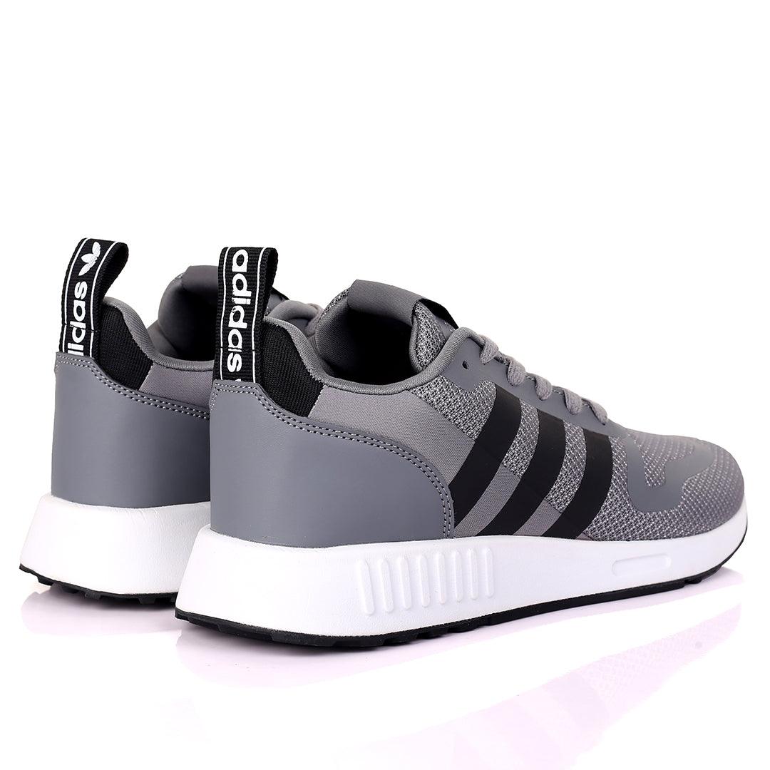 AD Comfy Grey With Black Stripes And White Sole Lace Up Designed Sneakers - Obeezi.com