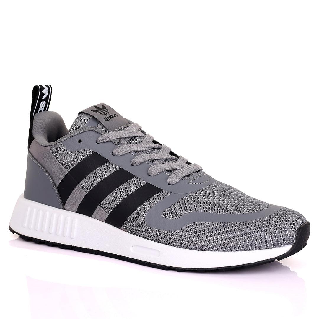 AD Comfy Grey With Black Stripes And White Sole Lace Up Designed Sneakers - Obeezi.com
