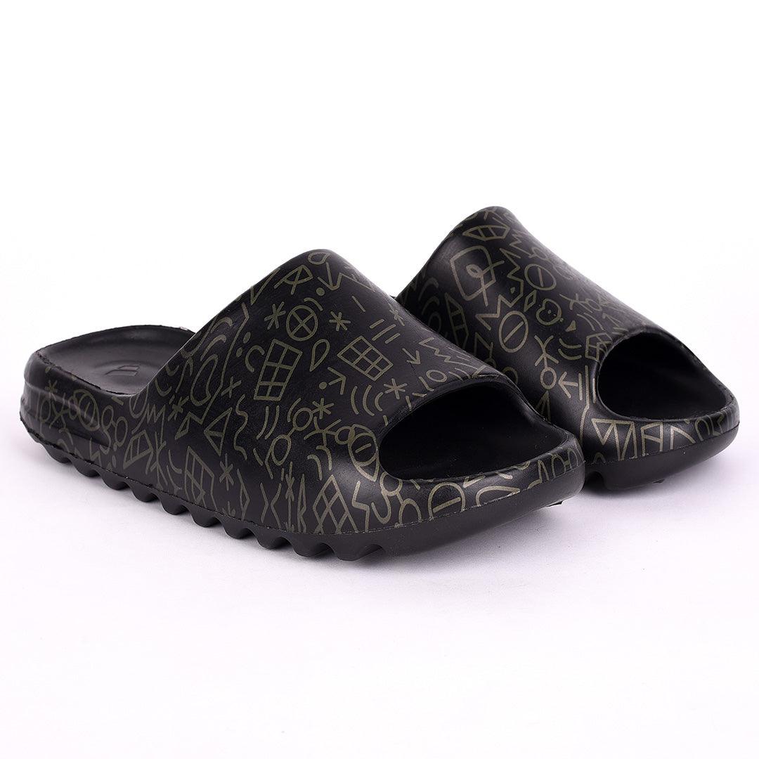 AD Green Hand Drawn Doodle Solar Soft Slides-Black - Obeezi.com