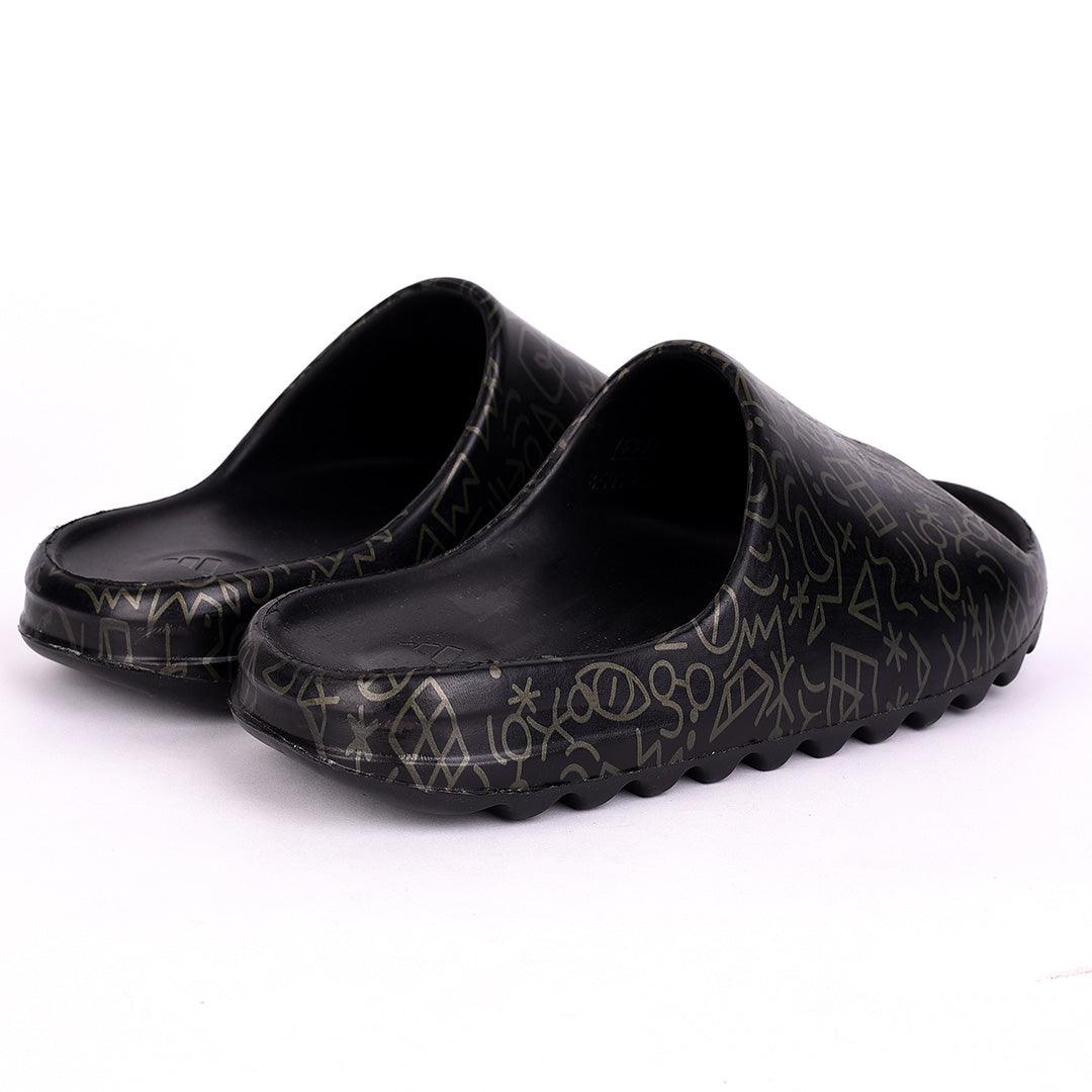 AD Green Hand Drawn Doodle Solar Soft Slides-Black - Obeezi.com