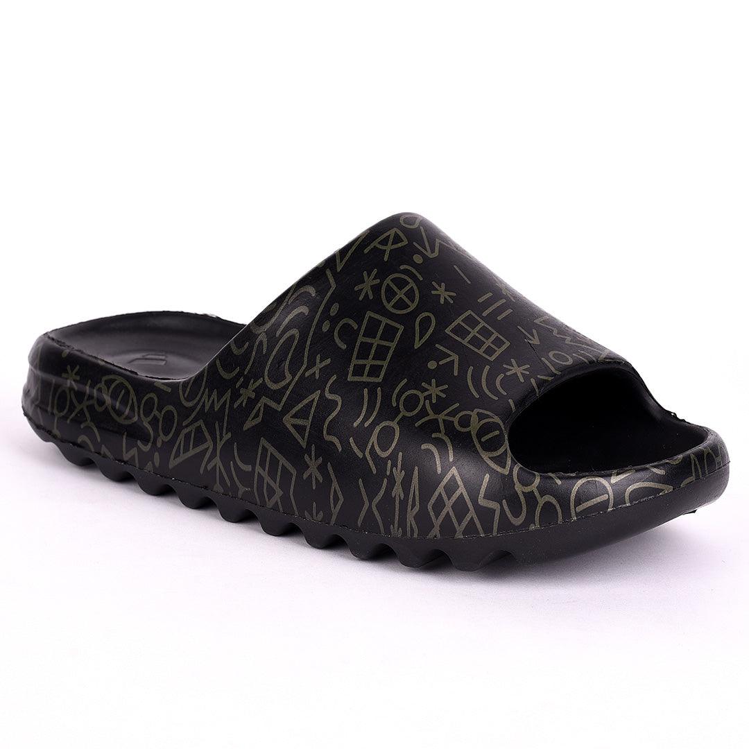 AD Green Hand Drawn Doodle Solar Soft Slides-Black - Obeezi.com
