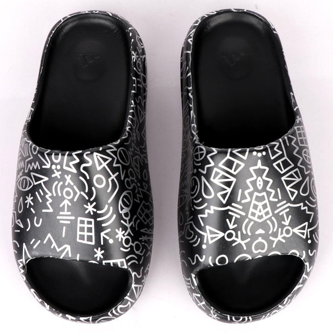 AD Hand Drawn Doodle Solar Soft Slides-Black - Obeezi.com