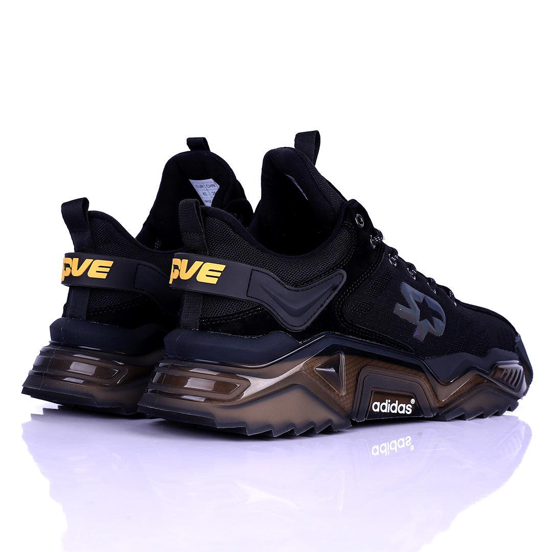 AD Logo Designed Black Sneakers With Tuned Pressure Sole - Obeezi.com