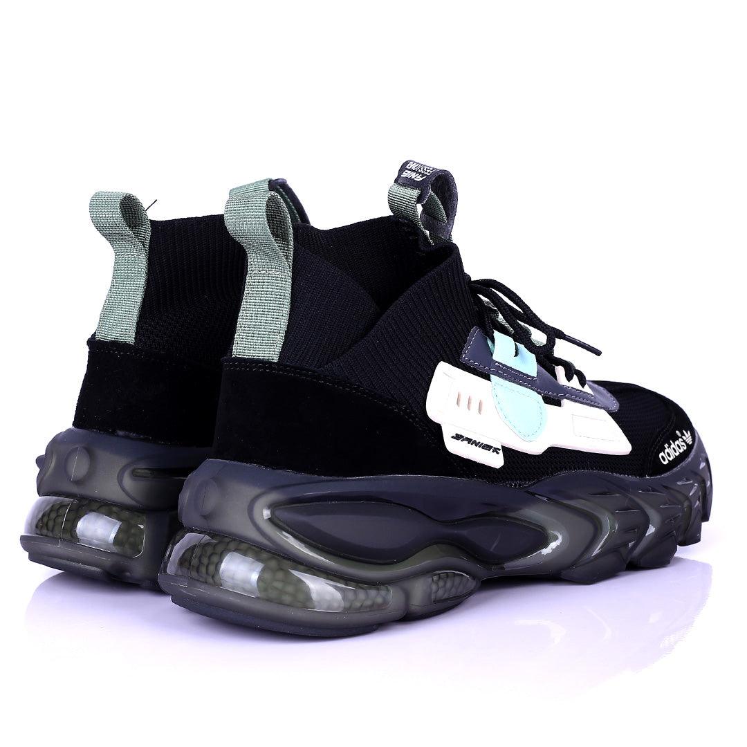 AD Logo Multi-Coloured Designed Sneakers With Tuned Pressure Sole- Black - Obeezi.com
