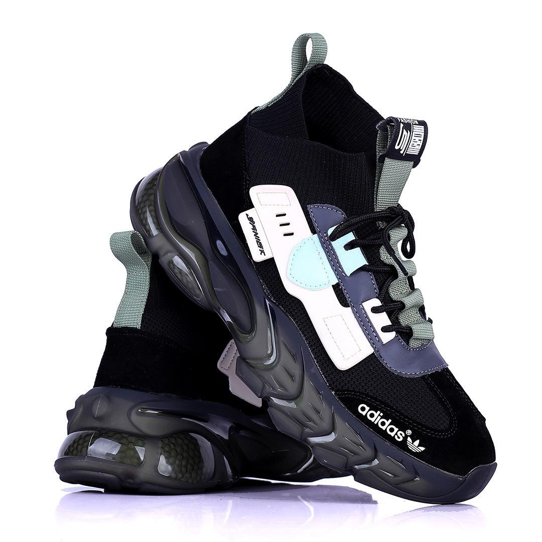 AD Logo Multi-Coloured Designed Sneakers With Tuned Pressure Sole- Black - Obeezi.com