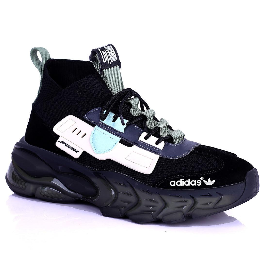 AD Logo Multi-Coloured Designed Sneakers With Tuned Pressure Sole- Black - Obeezi.com