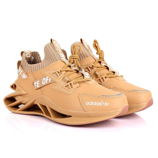 AD Off Logo Designed Lace Up Logo Designed Brown Sneakers - Obeezi.com