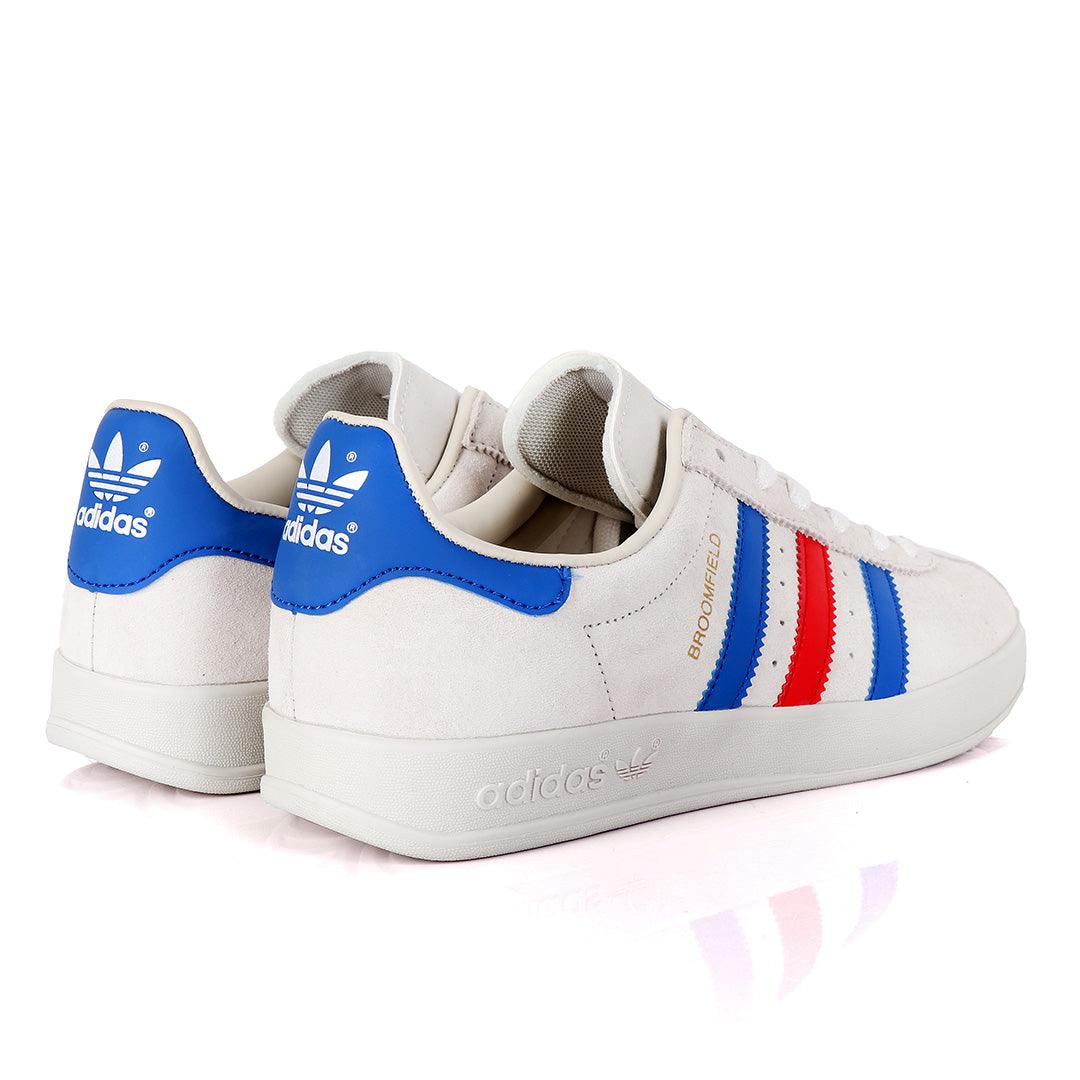 AD Originals BroomField Beige Suede Sneakers With Blue And Red Stripes - Obeezi