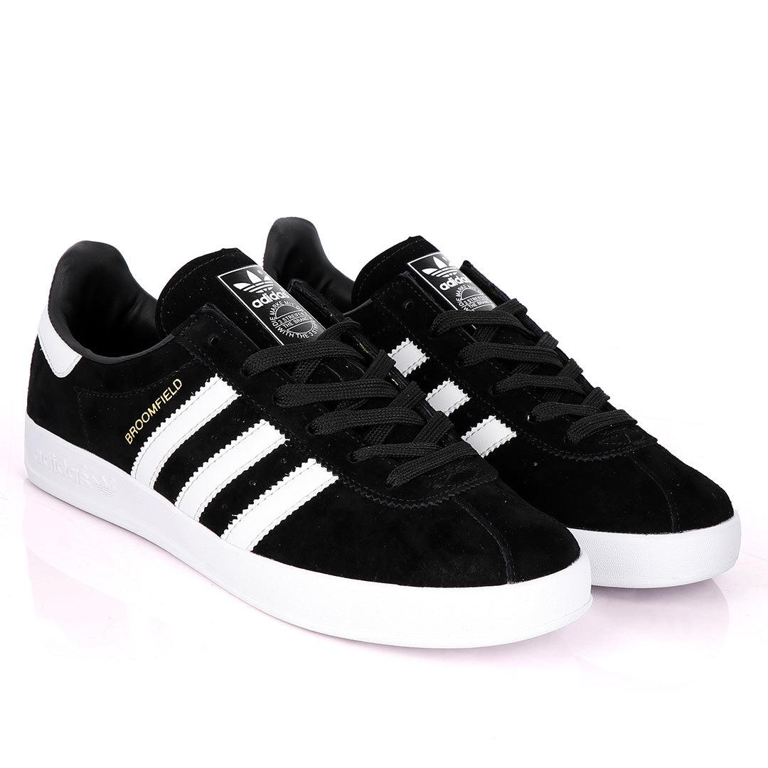 AD Originals BroomField Black Suede Sneakers With 3 White Stripes - Obeezi