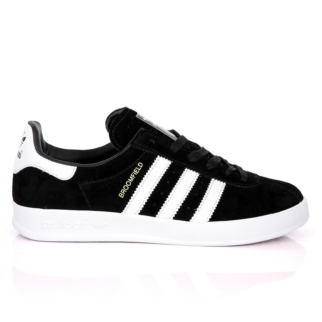 AD Originals BroomField Black Suede Sneakers With 3 White Stripes - Obeezi