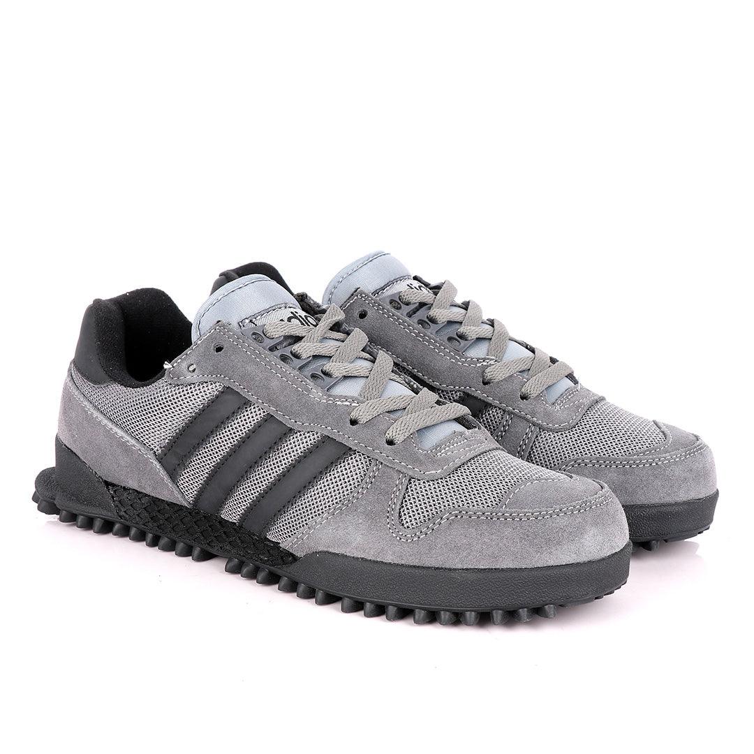 AD Simplified Classic Designed Grey Suede Sneakers - Obeezi