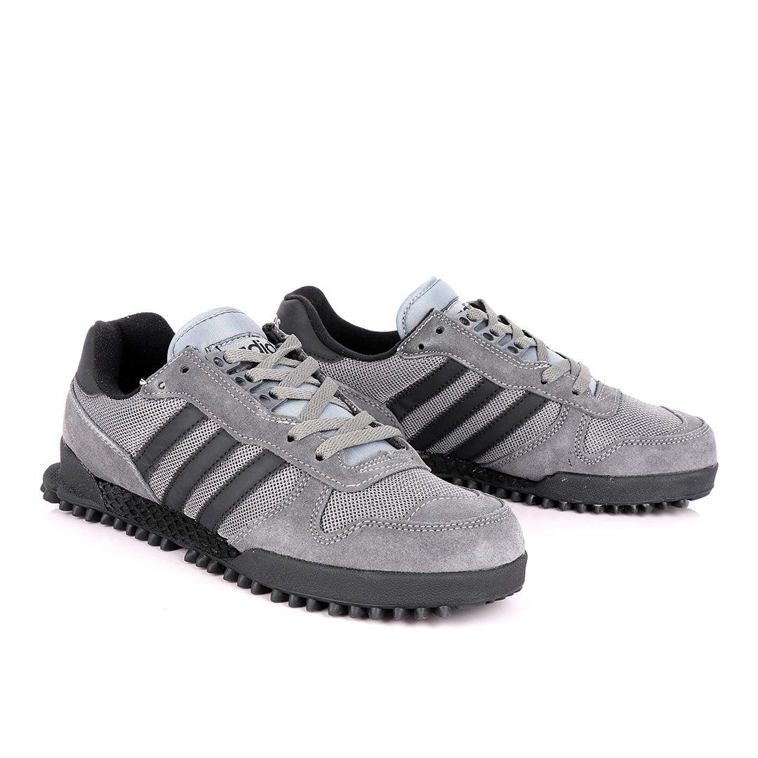 AD Simplified Classic Designed Grey Suede Sneakers - Obeezi