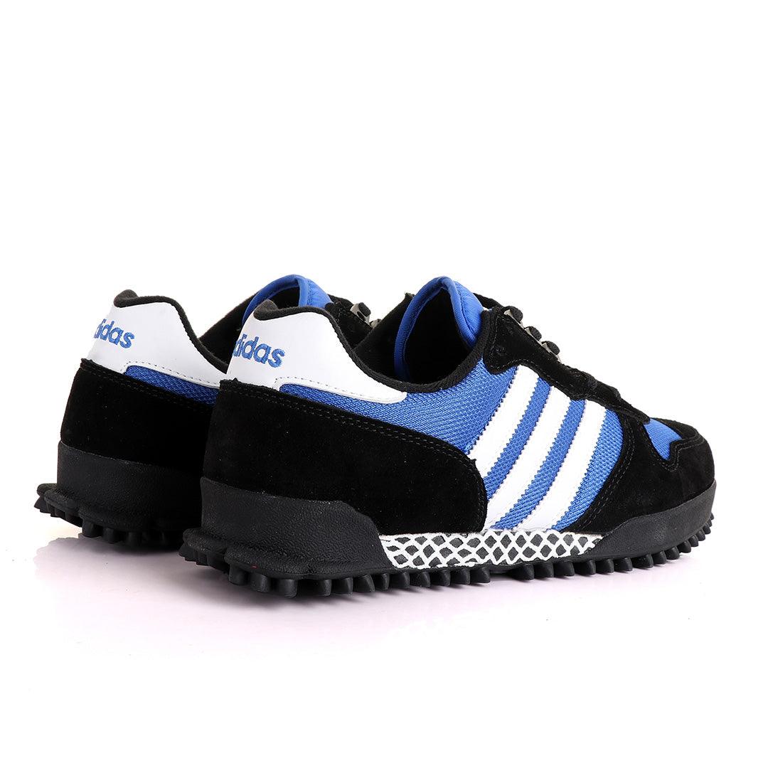 Ad Simplified Fabric Black And Royal Blue Sneakers - Obeezi
