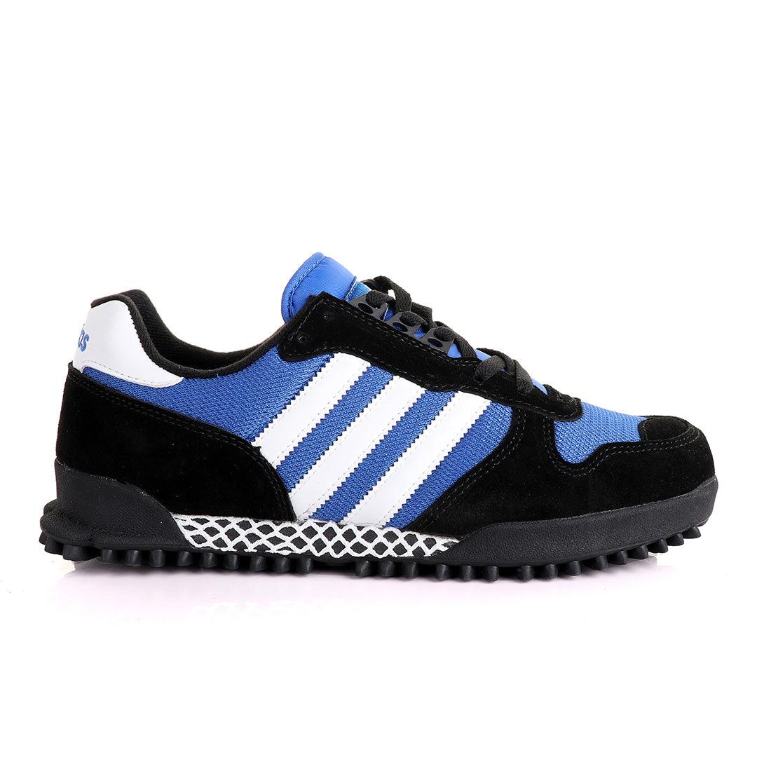 Ad Simplified Fabric Black And Royal Blue Sneakers - Obeezi