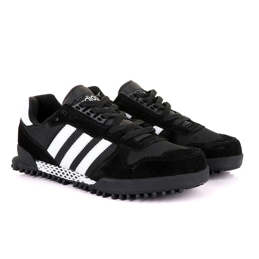 Ad Simplified Fabric Black and White Sneakers - Obeezi