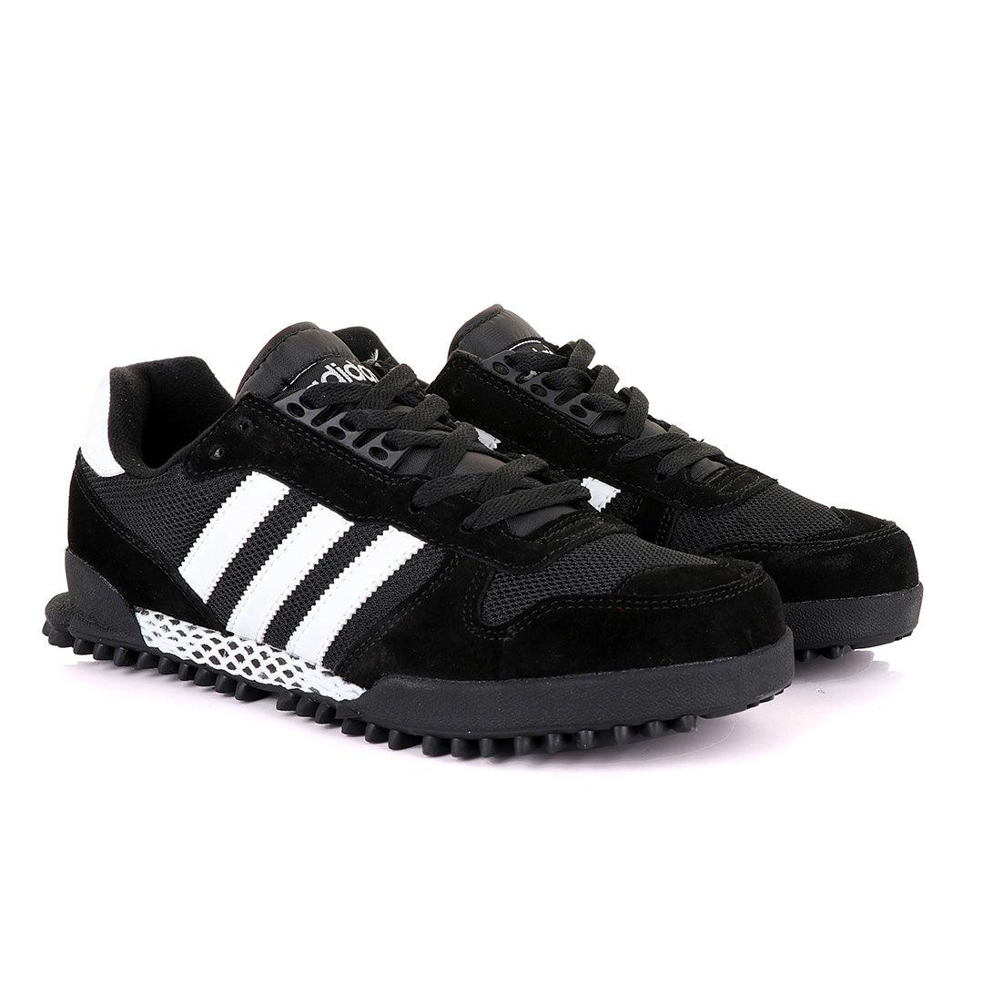 Ad Simplified Fabric Black and White Sneakers - Obeezi
