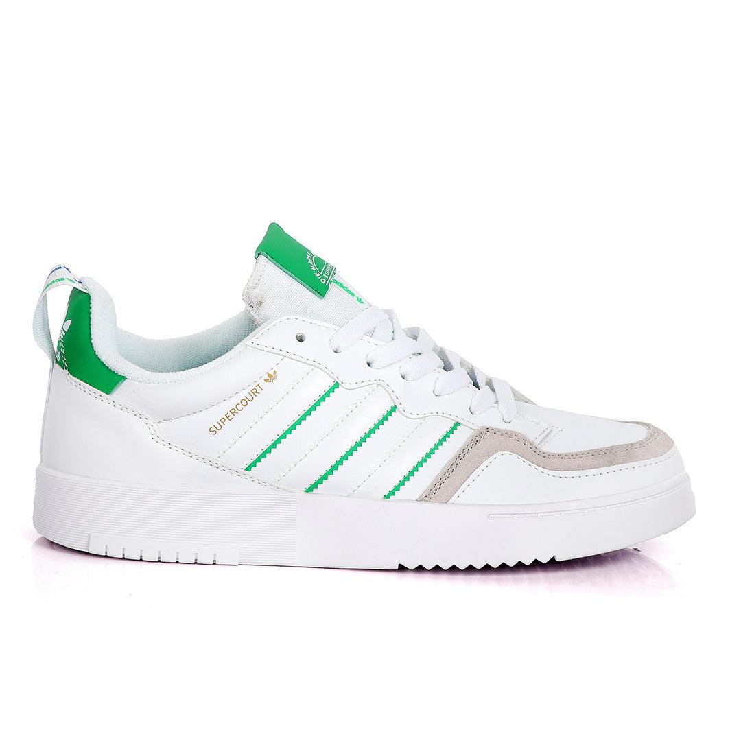 AD SuperCourt White Fashionable Sneakers With Green Classic Designs - Obeezi