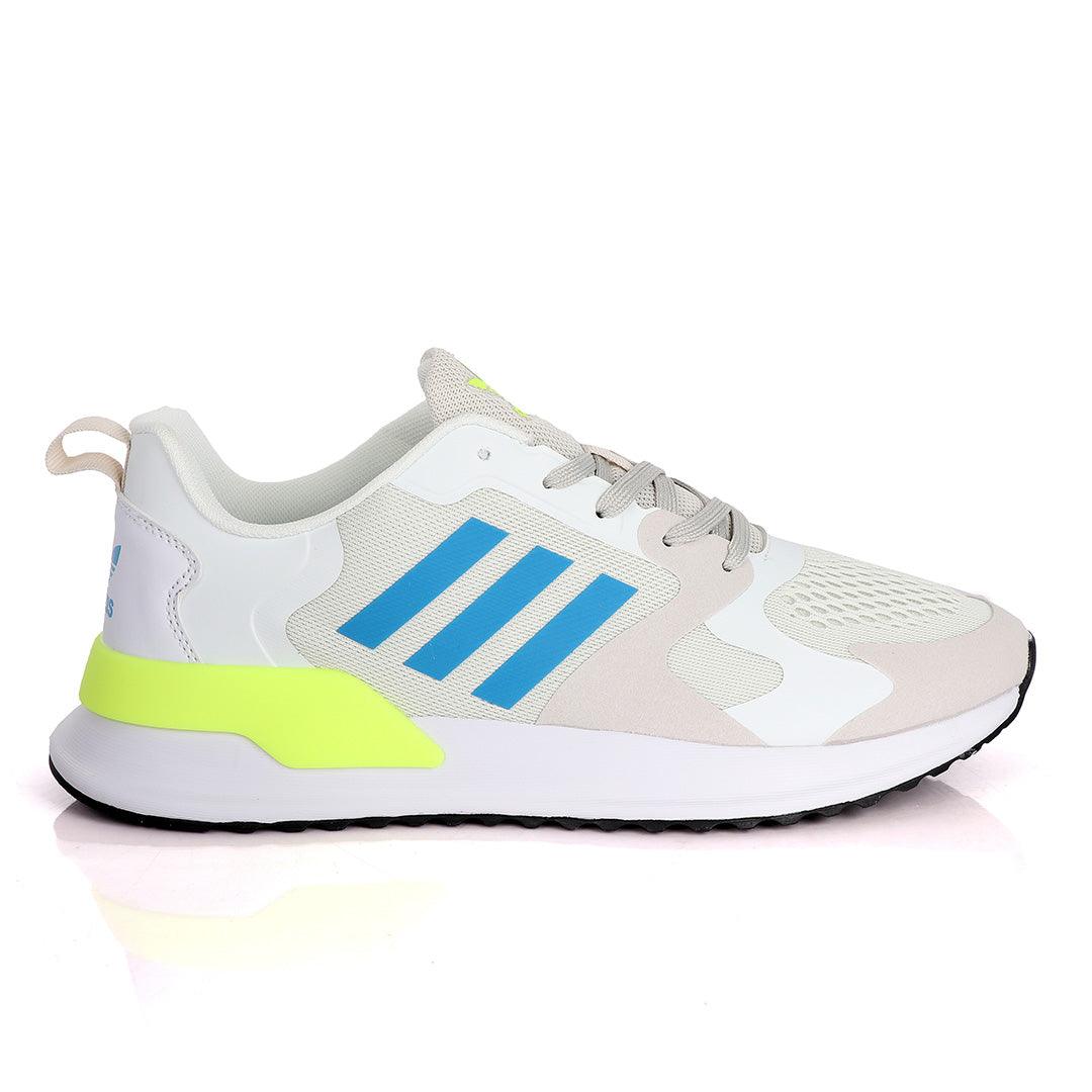 AD X_PLR Brand 3 Royal Blue Stripes Ash Sneakers With Classic Lemon Designs - Obeezi