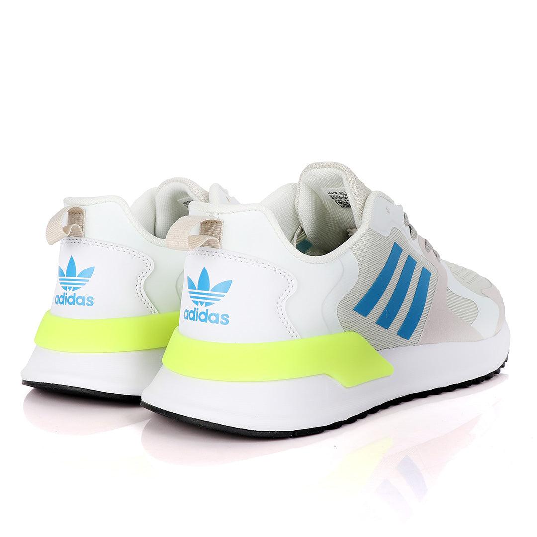 AD X_PLR Brand 3 Royal Blue Stripes Ash Sneakers With Classic Lemon Designs - Obeezi