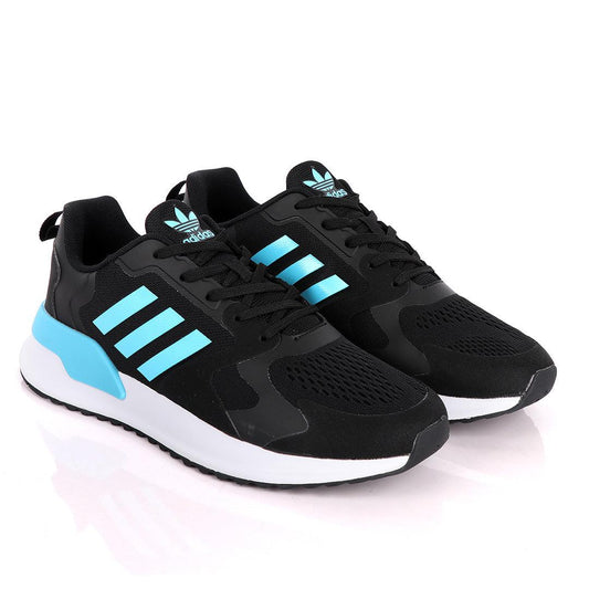 AD X_PLR Brand 3 SkyBlue Stripes Black Sneakers - Obeezi