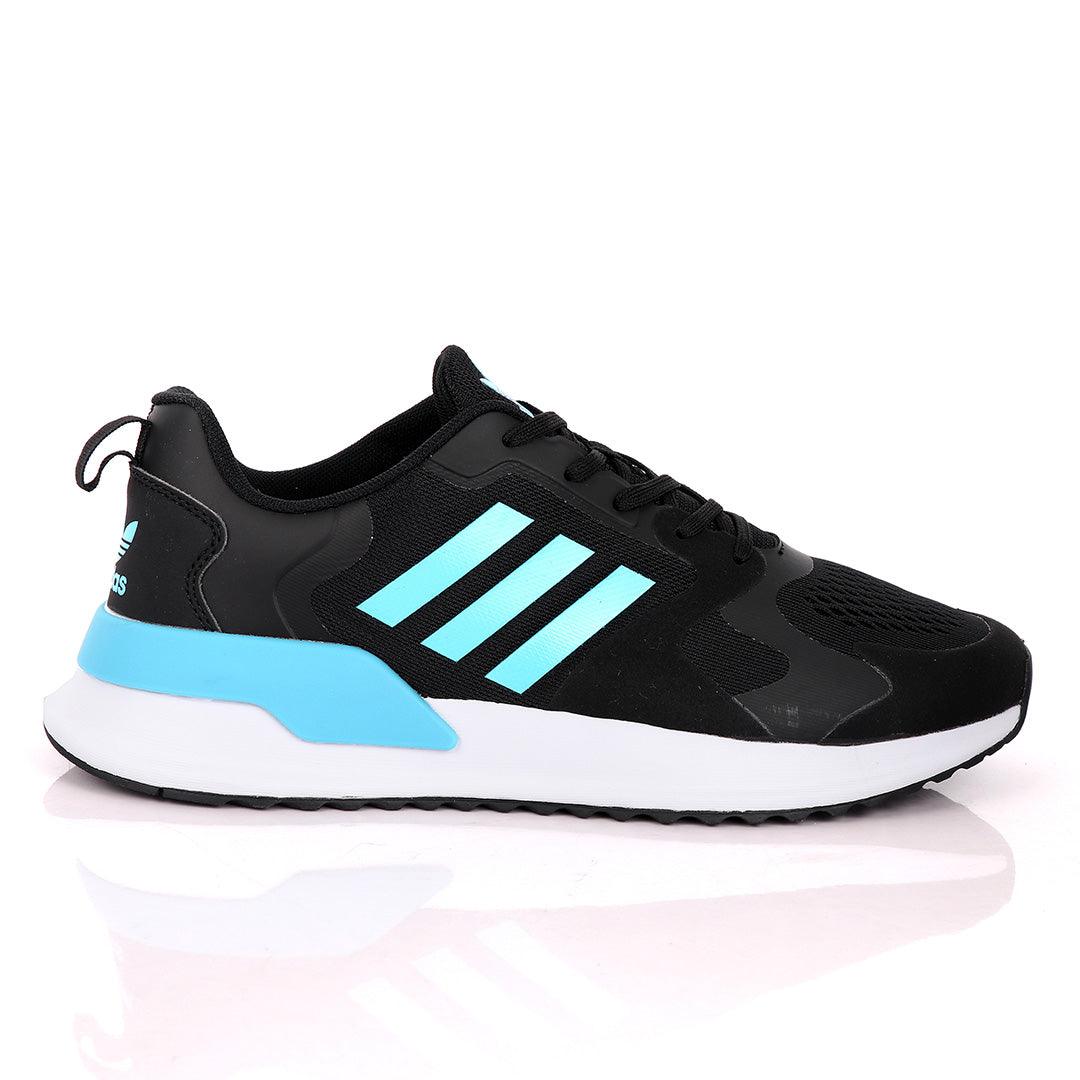 AD X_PLR Brand 3 SkyBlue Stripes Black Sneakers - Obeezi