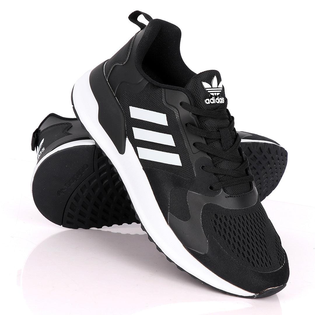AD X_PLR Brand 3 White Stripes Black Sneakers - Obeezi