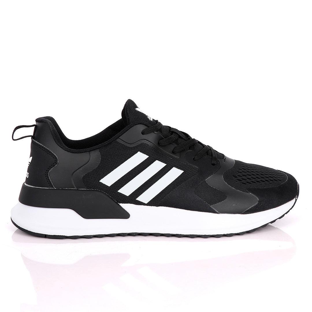 AD X_PLR Brand 3 White Stripes Black Sneakers - Obeezi