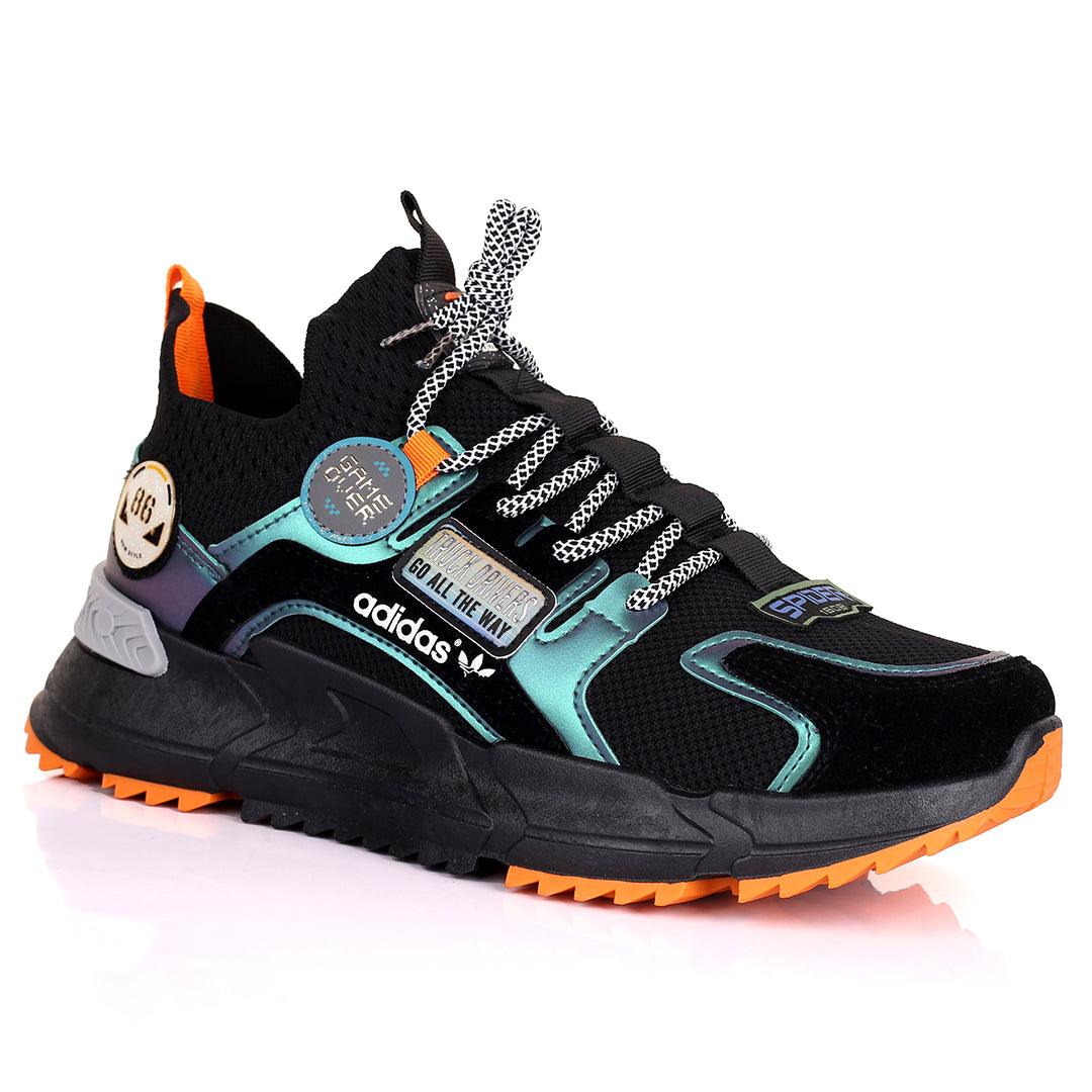 Adid Spider Multi-Coloured Logo Designed Sneakers - Black - Obeezi.com
