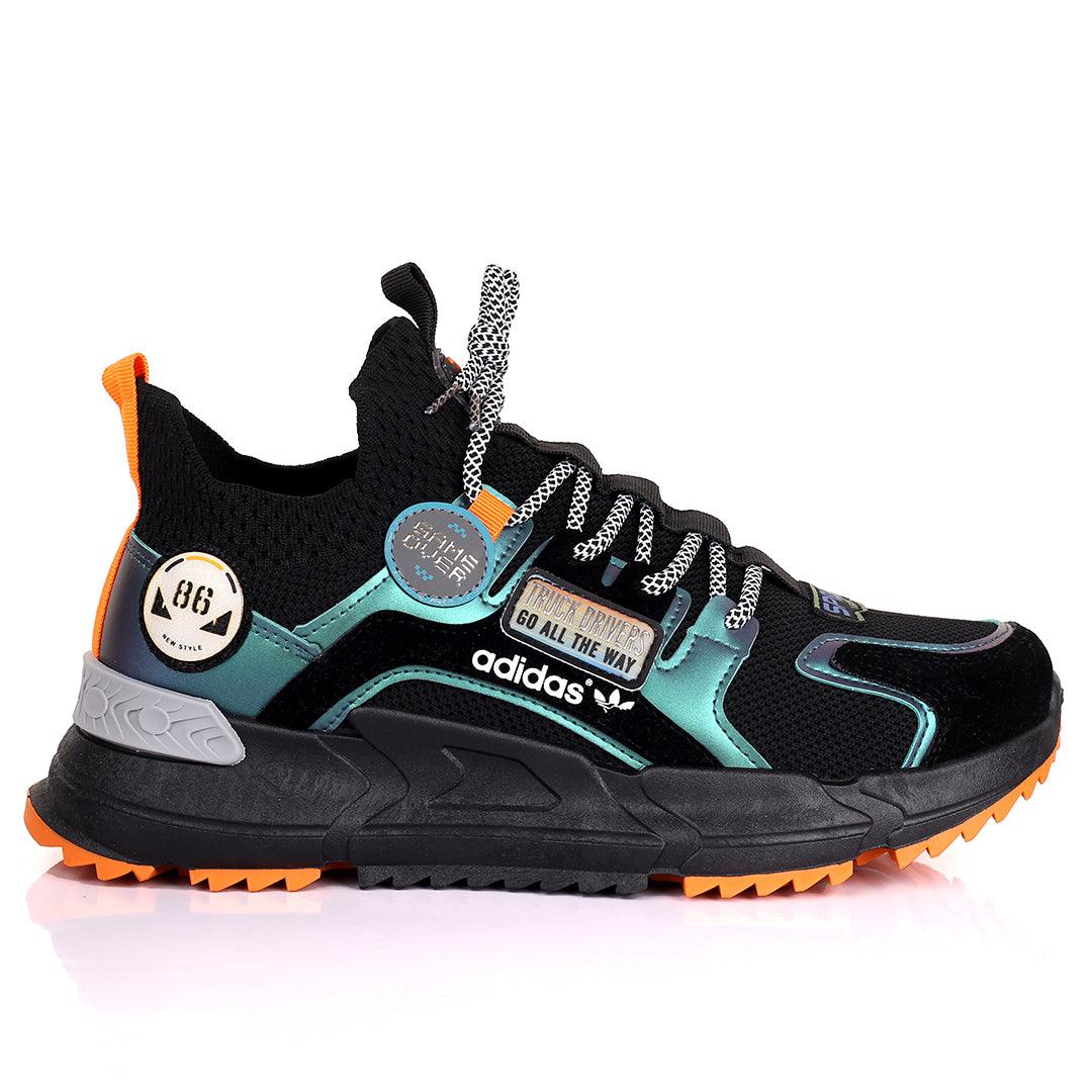 Adid Spider Multi-Coloured Logo Designed Sneakers - Black - Obeezi.com
