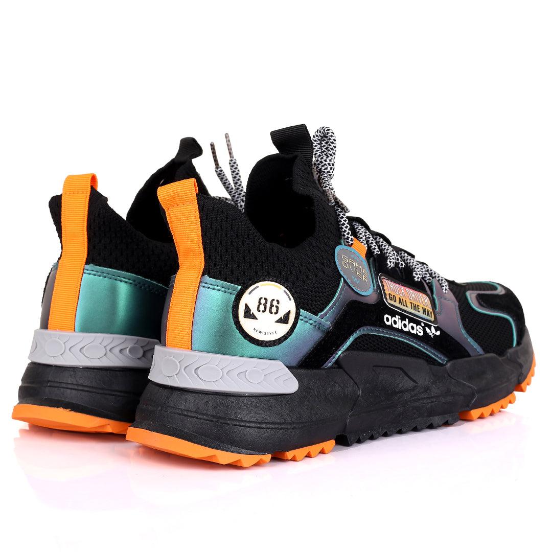 Adid Spider Multi-Coloured Logo Designed Sneakers - Black - Obeezi.com