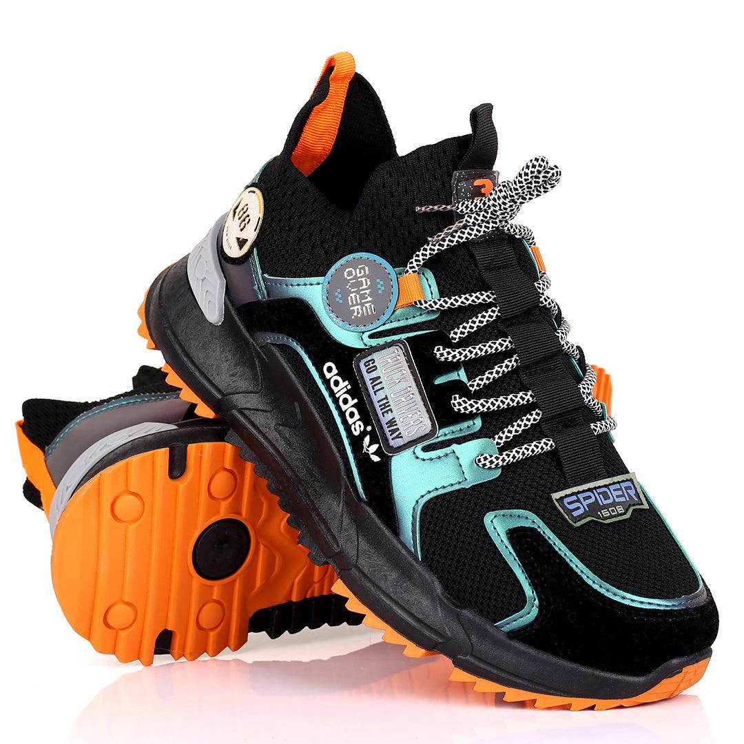 Adid Spider Multi-Coloured Logo Designed Sneakers - Black - Obeezi.com