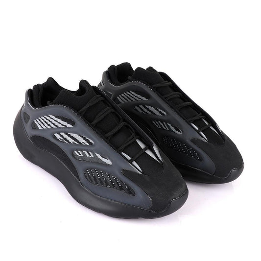 Adidas 700 Yeezy Boost White Pattern Design Black Sneakers - Obeezi