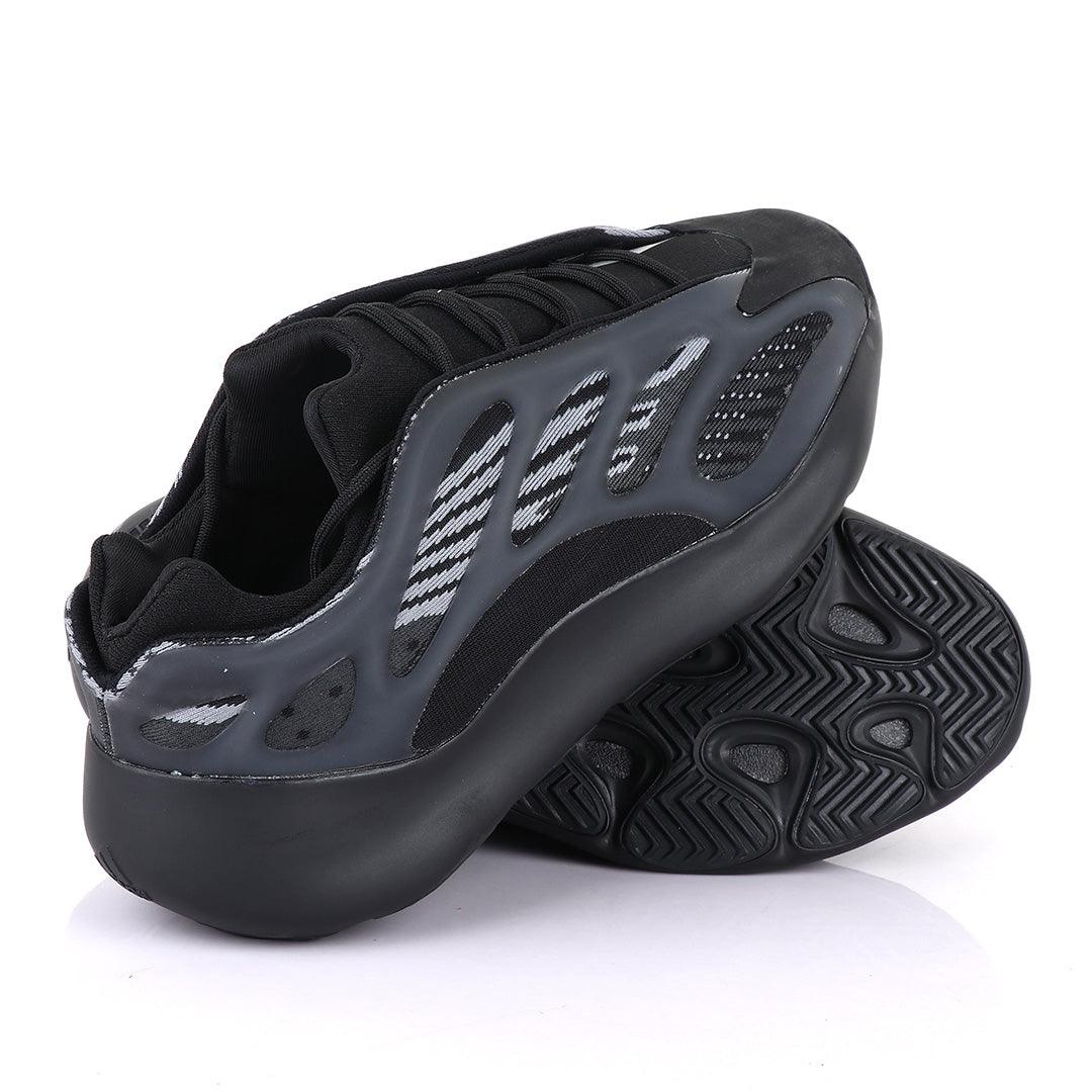 Adidas 700 Yeezy Boost White Pattern Design Black Sneakers - Obeezi