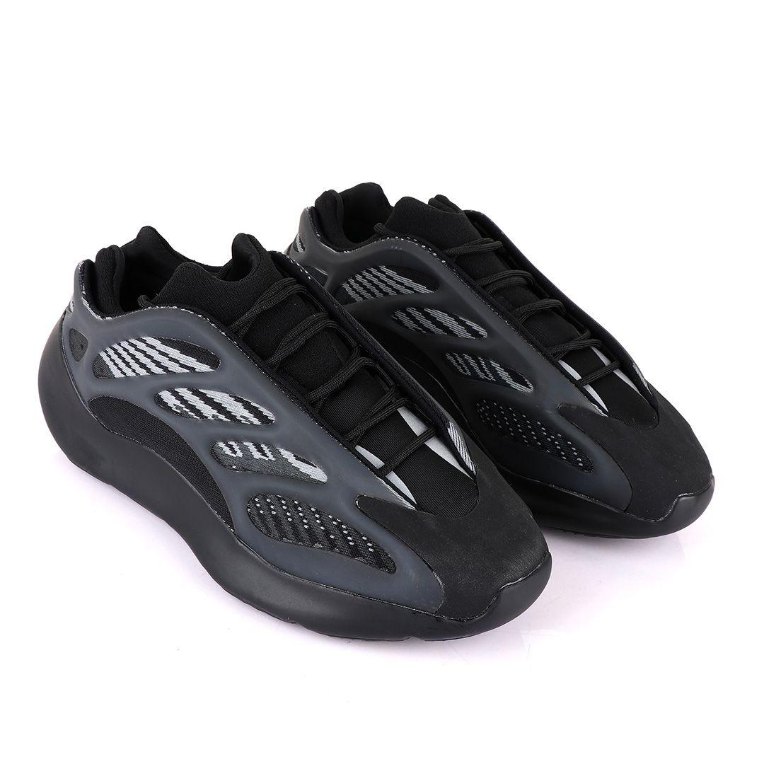 Adidas 700 Yeezy Boost White Pattern Design Black Sneakers - Obeezi