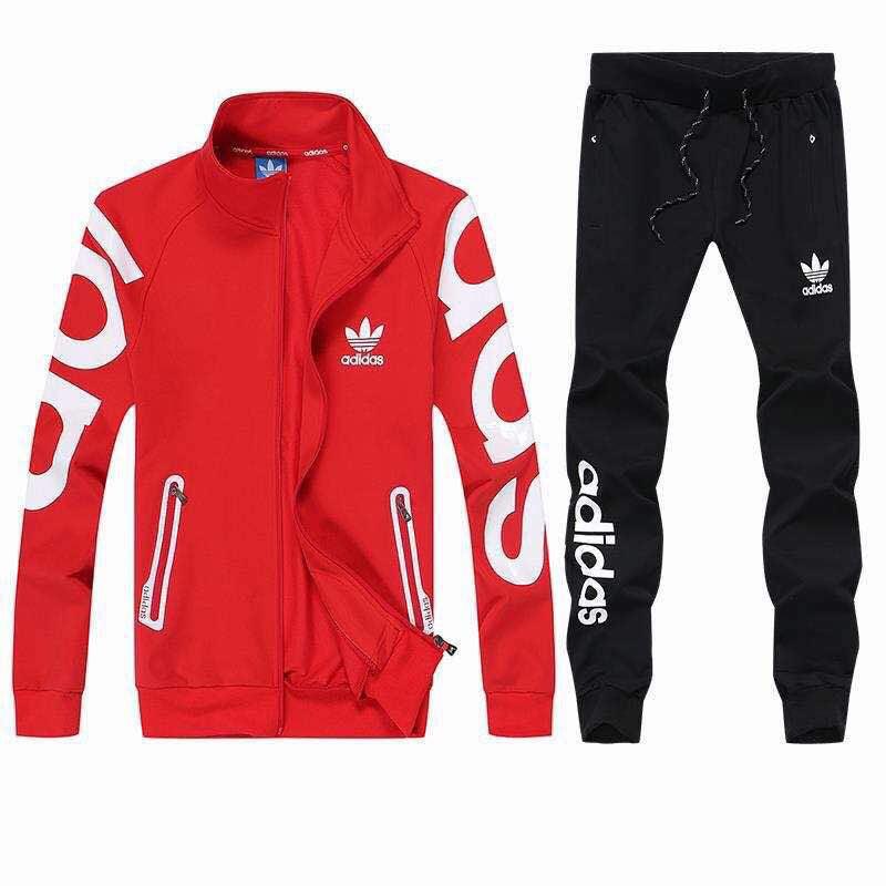 Adidas Hoodies and Joggers Crested White Logo - Red - Obeezi