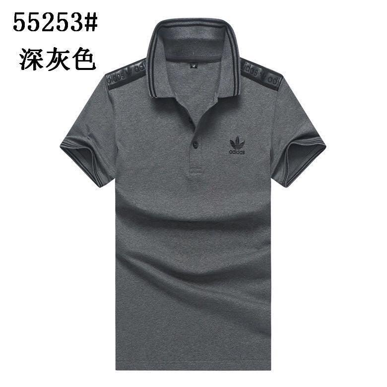 Adidas Men's Body-fit Grey And Black Stripes Collar Polo Top-Grey - Obeezi