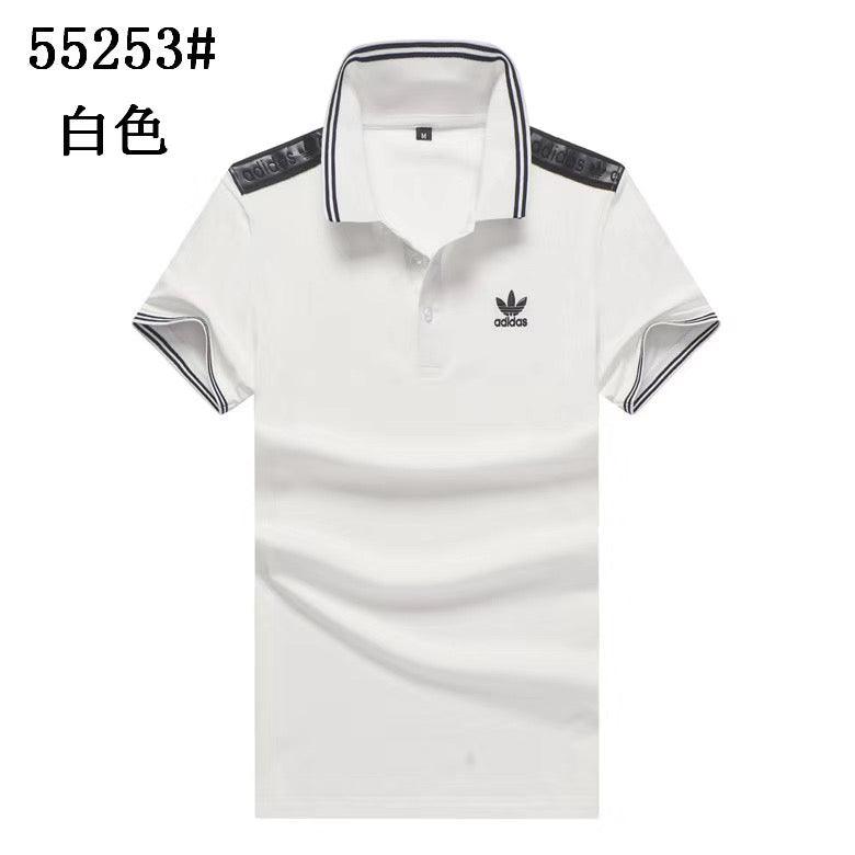 Adidas Men's Body-fit Grey And Black Stripes Collar White Polo Top - Obeezi