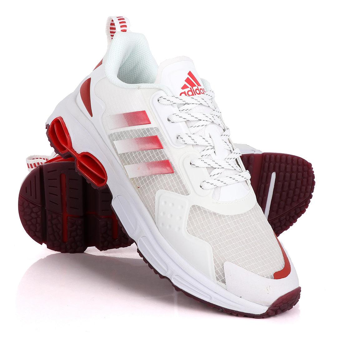 Adidas Original 3 Stripes Red And White Design Sneakers - Obeezi