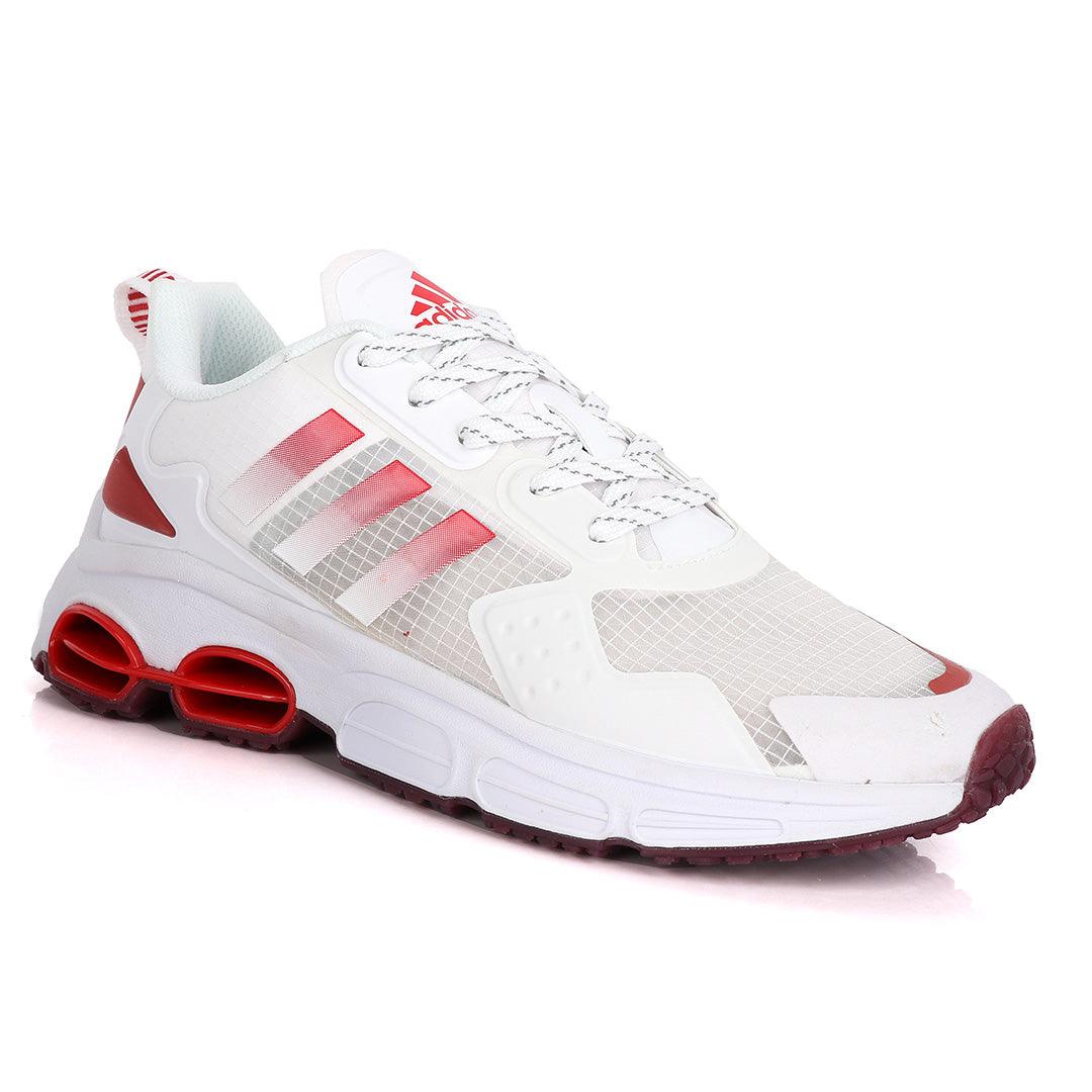 Adidas Original 3 Stripes Red And White Design Sneakers - Obeezi