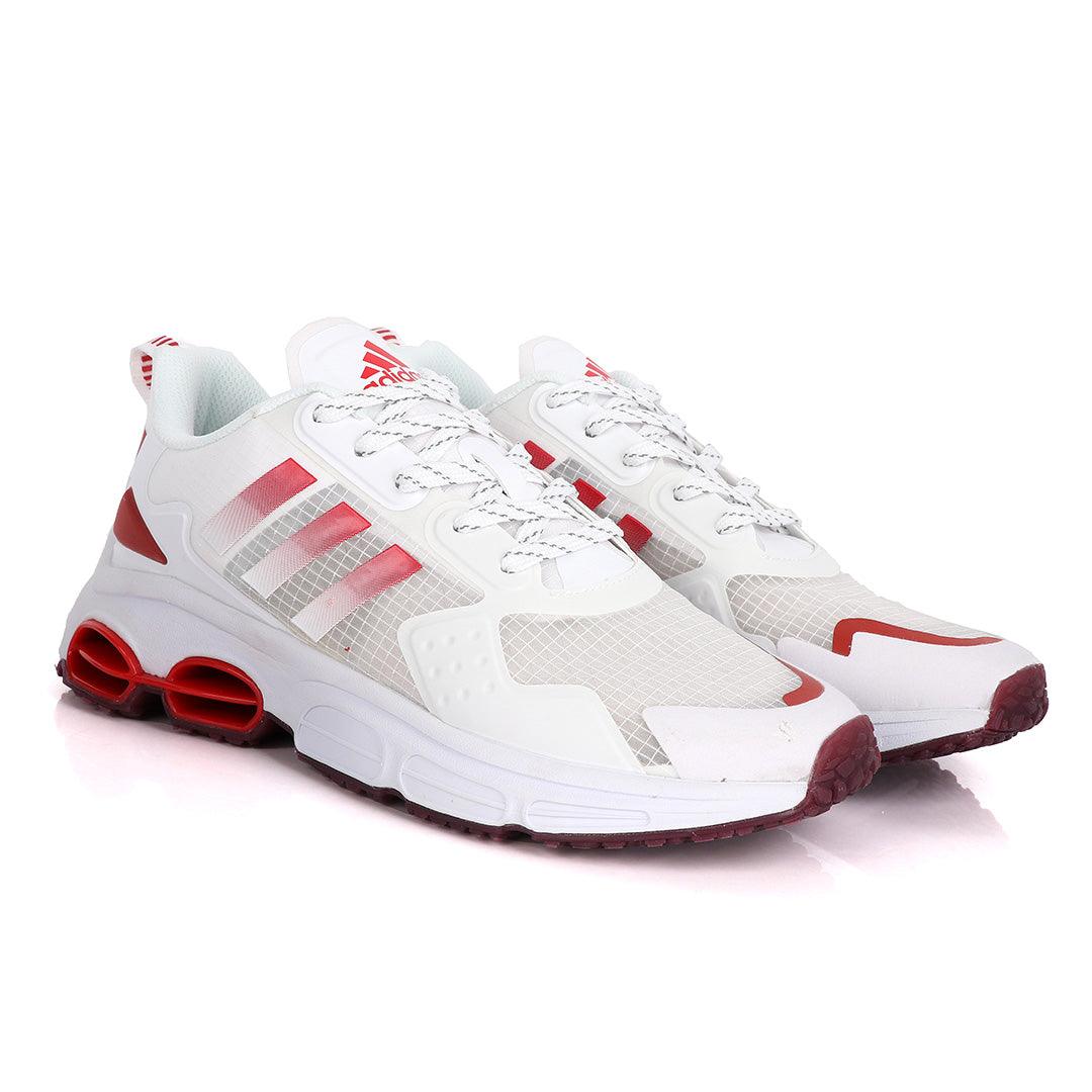 Adidas Original 3 Stripes Red And White Design Sneakers - Obeezi
