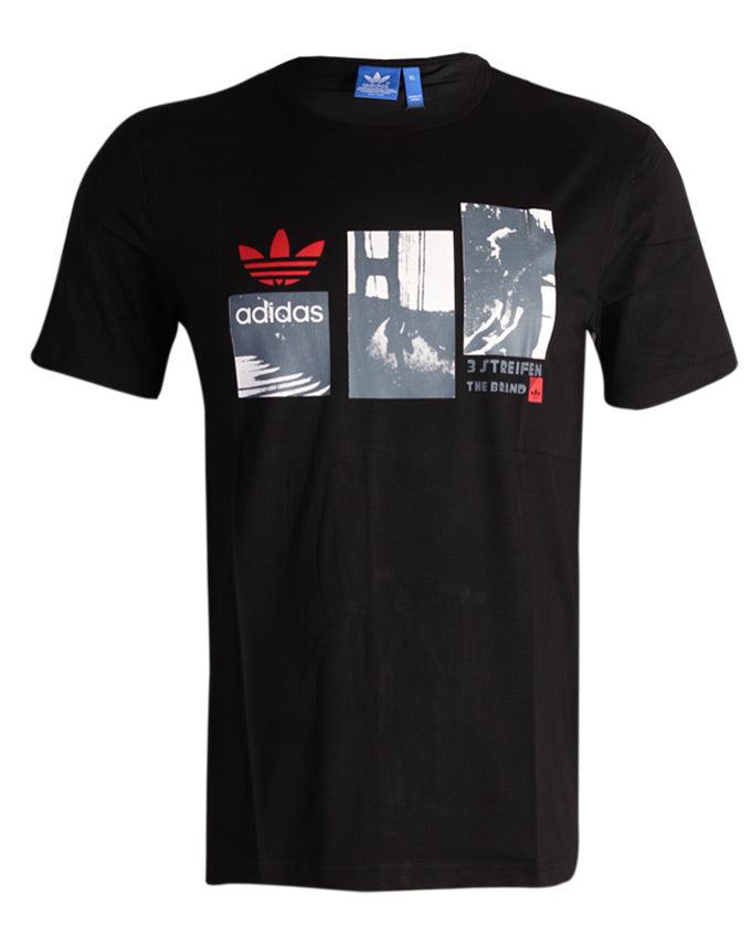 Adidas Originals 3 STREIFEN THE BRAND Navy blue Printed Round Neck T-Shirt - Obeezi