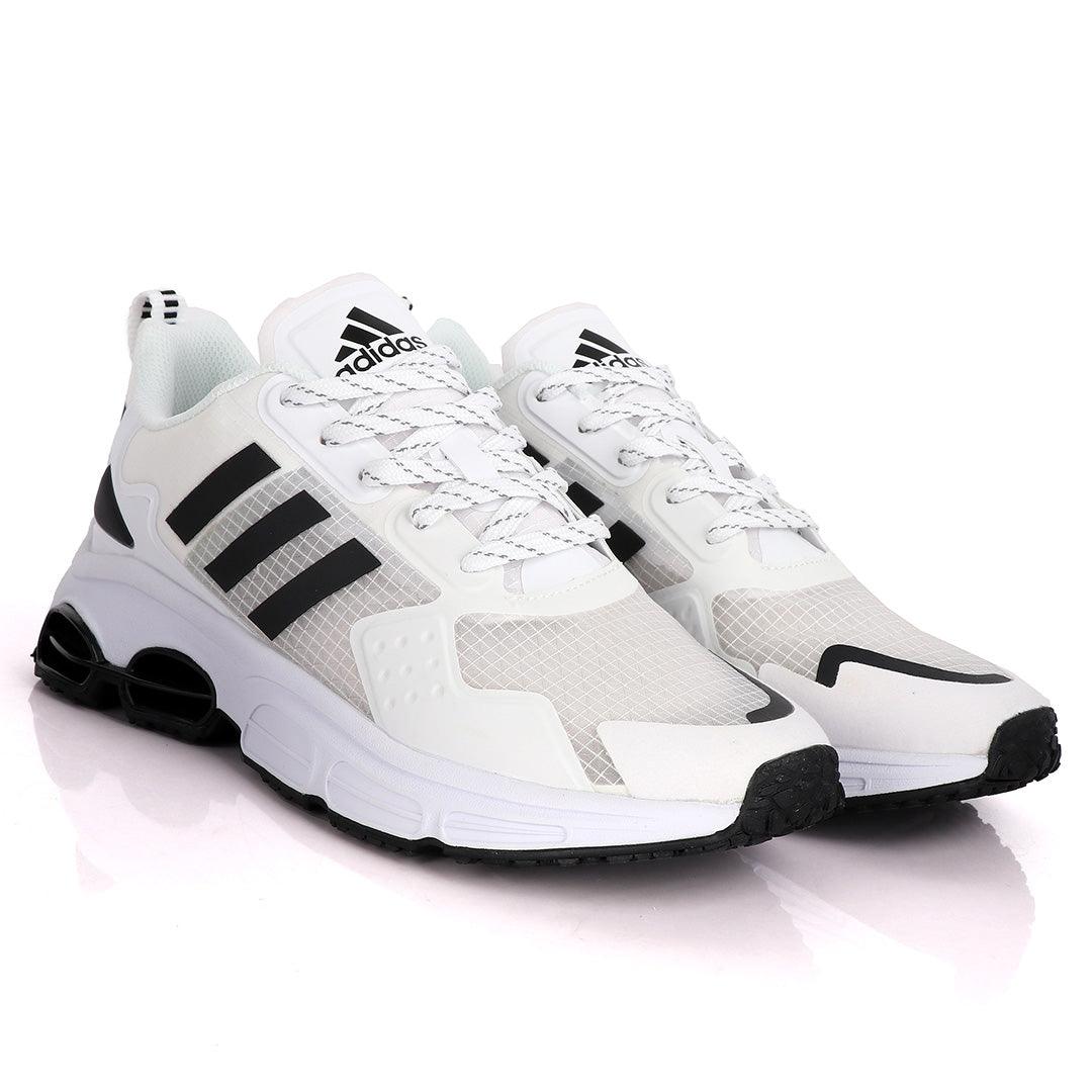 Adidas Sleek White Sneakers With Black Sole - Obeezi