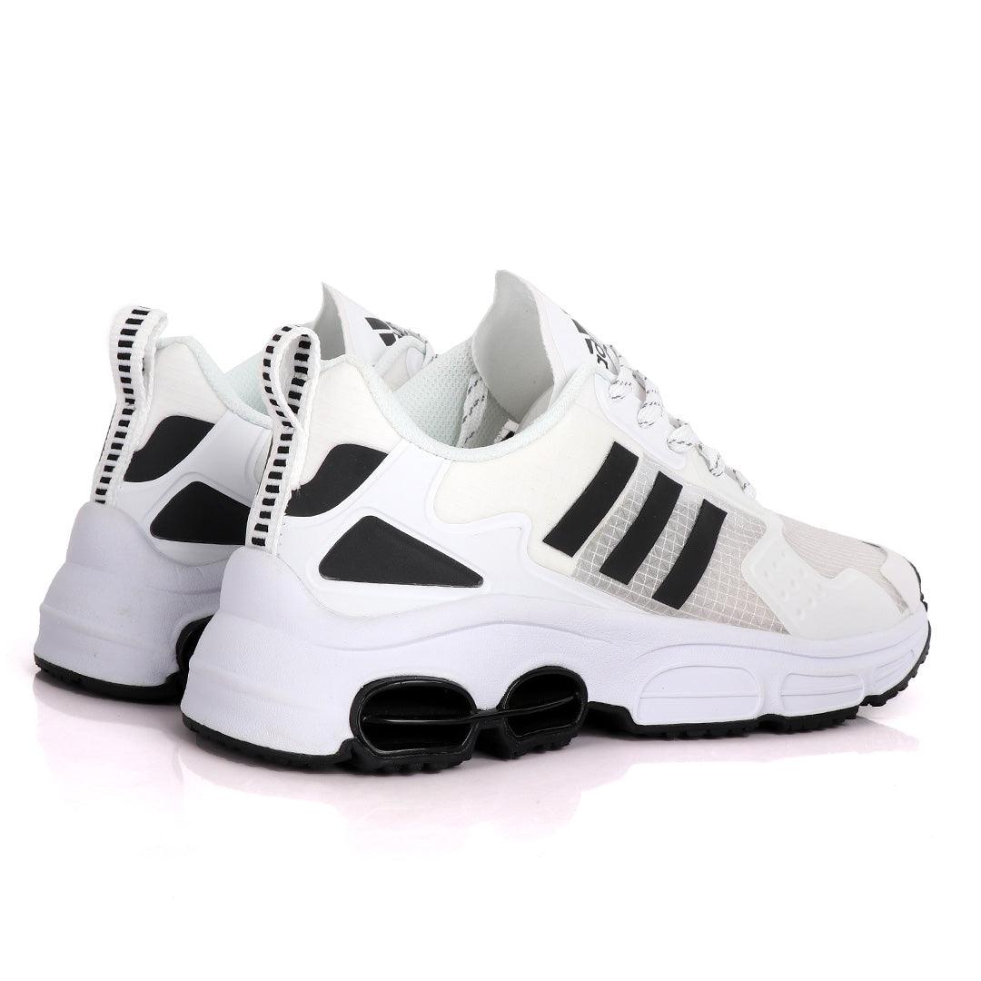 Adidas Sleek White Sneakers With Black Sole - Obeezi