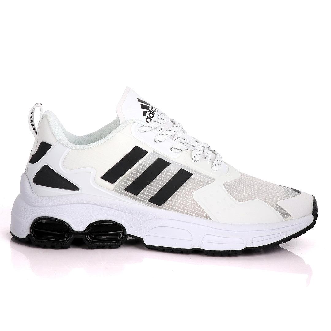 Adidas Sleek White Sneakers With Black Sole - Obeezi
