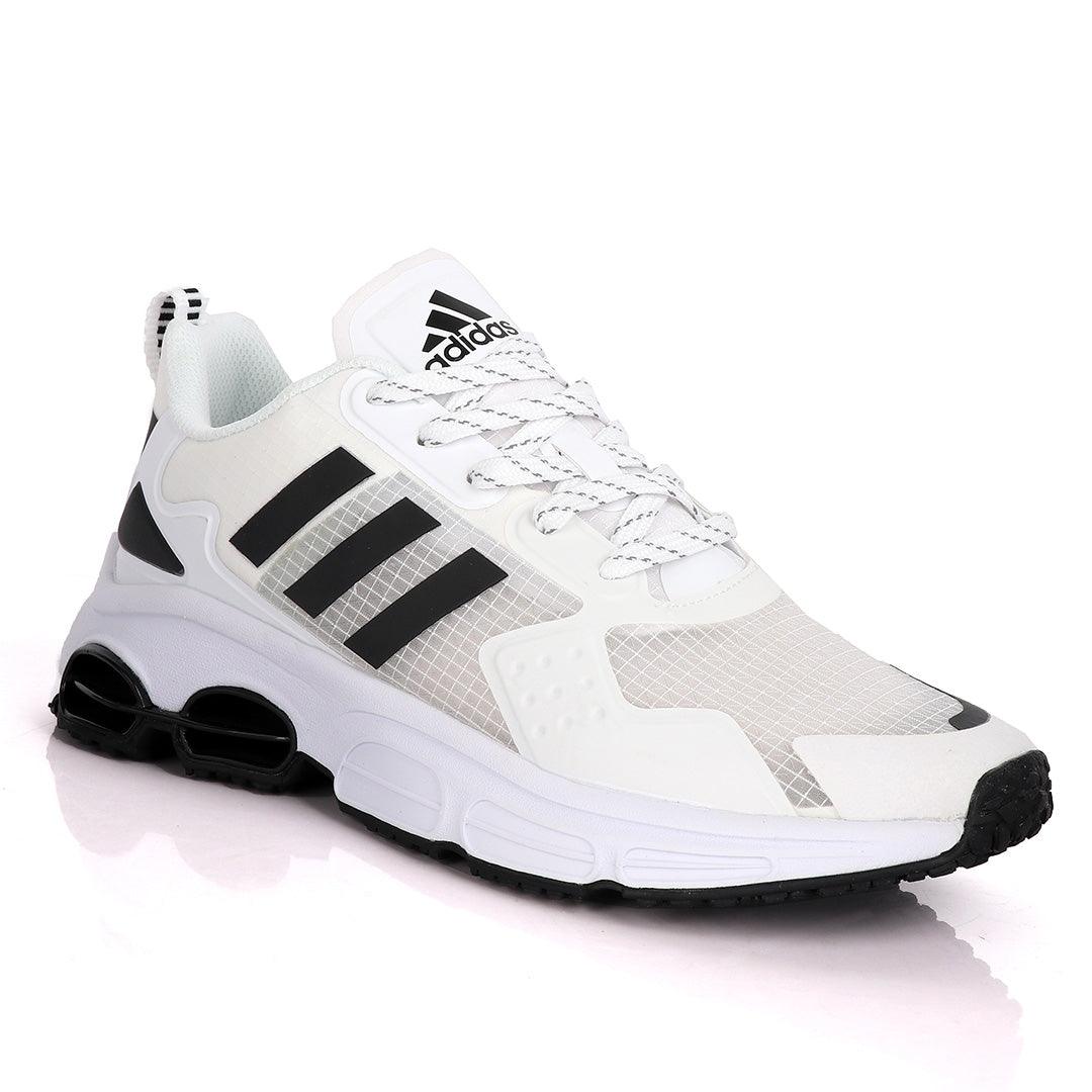 Adidas Sleek White Sneakers With Black Sole - Obeezi