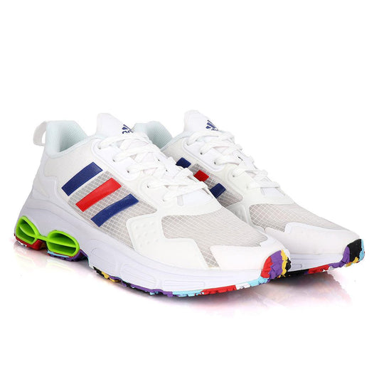 Adidas Sleek White Sneakers With Multi-Colored Sole - Obeezi